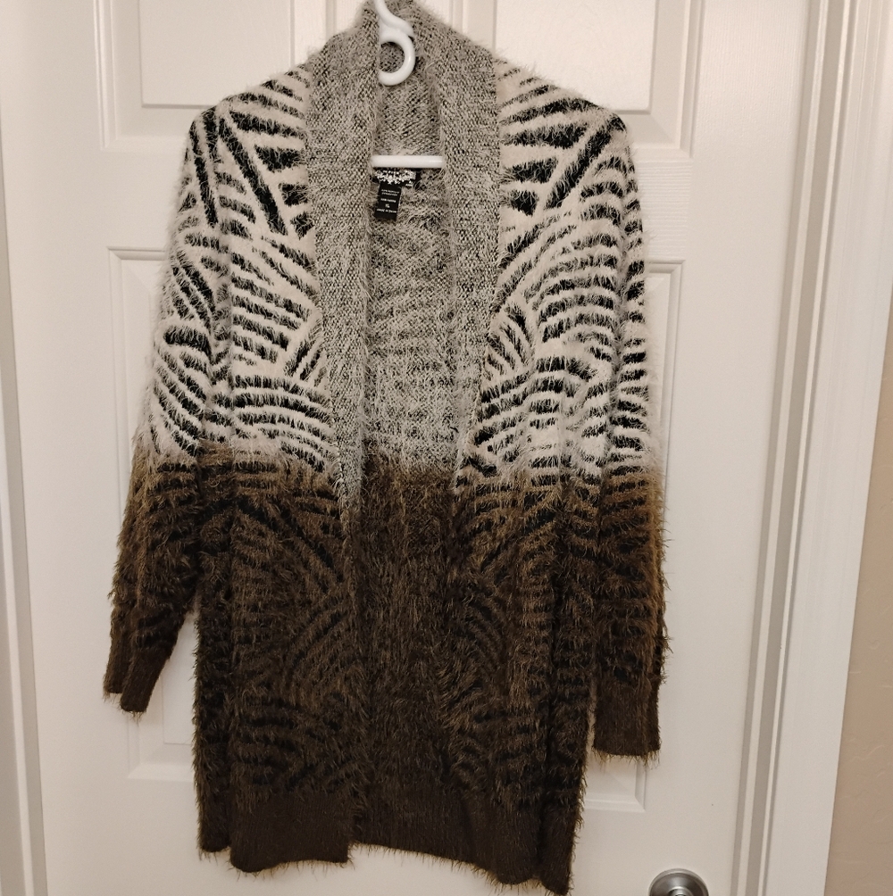 Ladies Animal Print Cardigan Sweater.